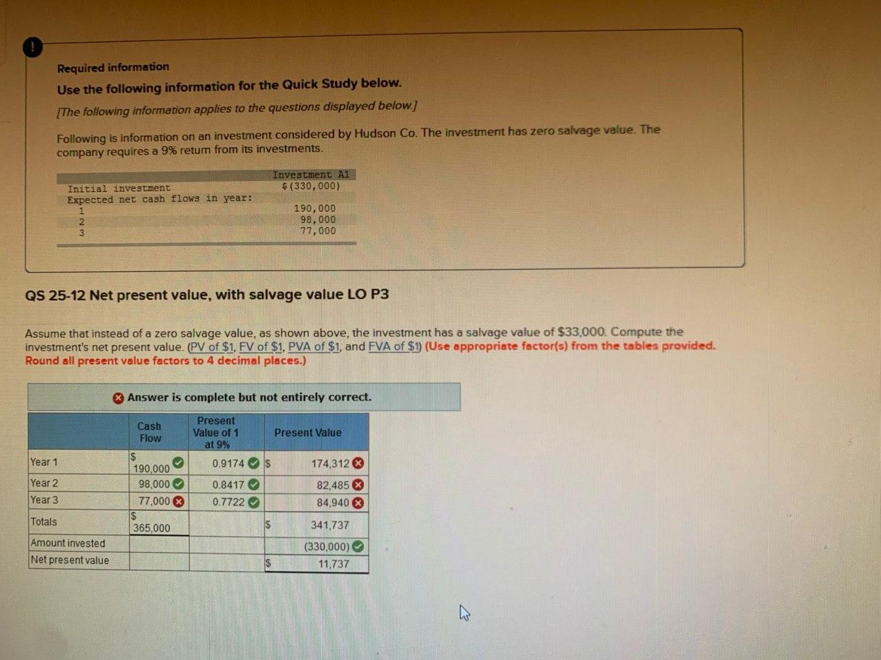 the following information for the Quick Study below. [The following information applies
