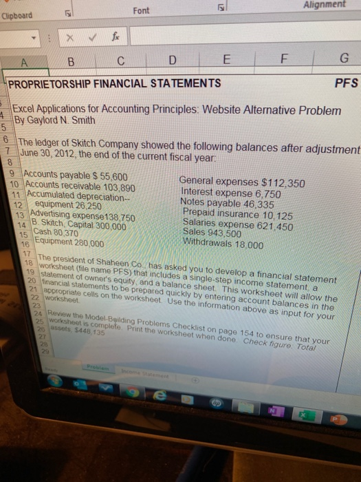  income statement Alignment Font Clipboard fix C D E F G