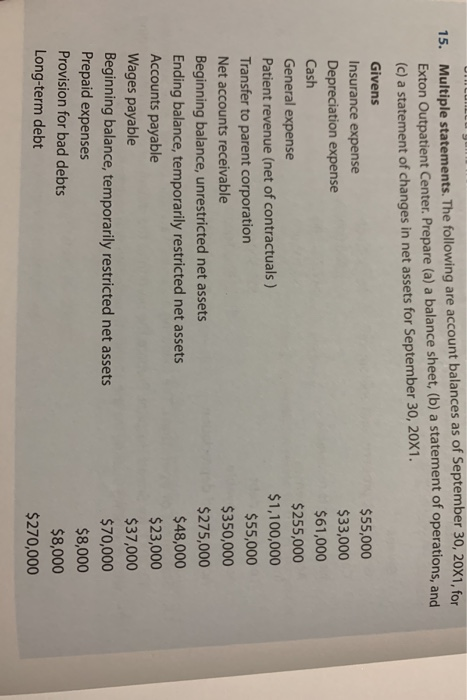  a, b, and c 15. Multiple statements. The following are account