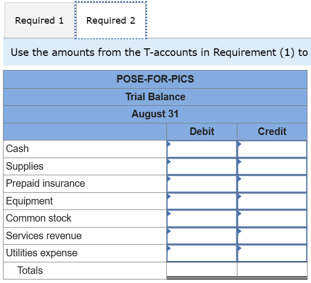 Following are the transactions of a new company called Pose-for-Pics. August 1