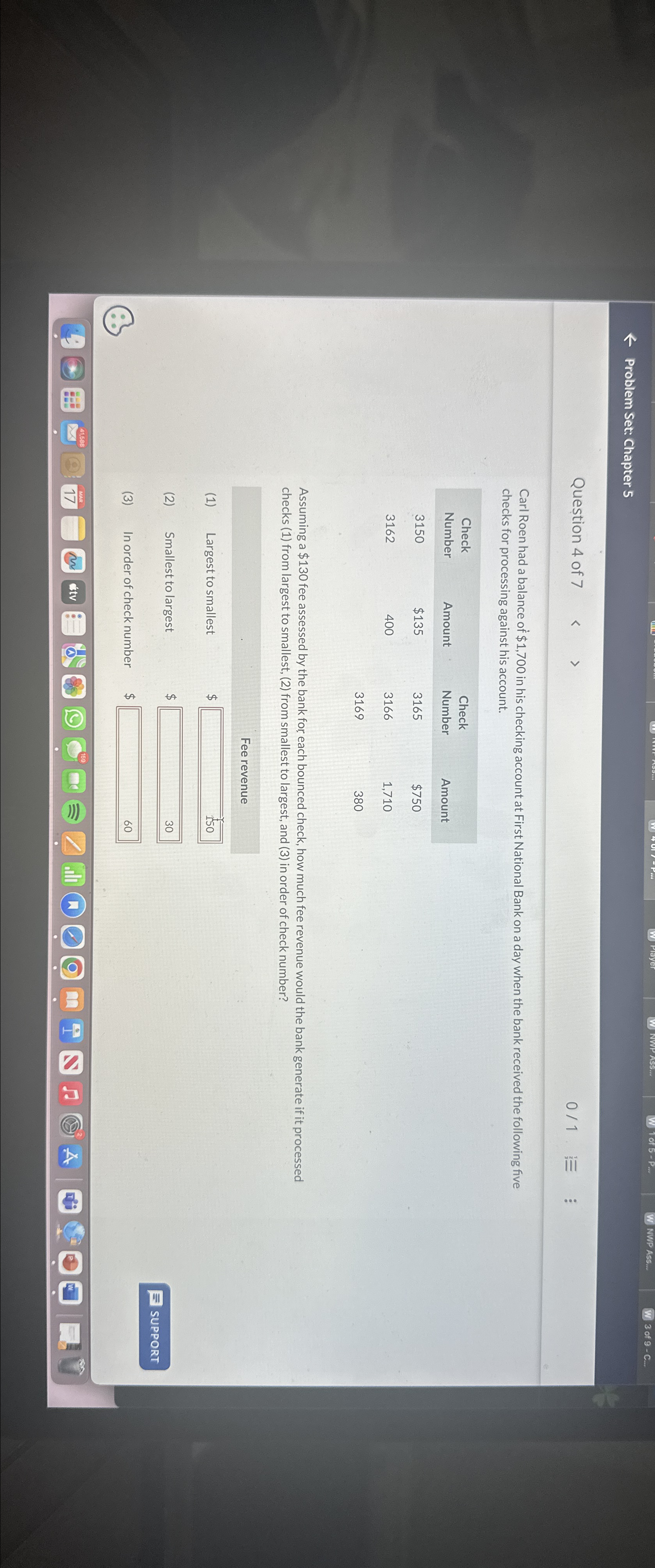  larr Problem Set: Chapter 5 Quetion 4 of 7 01vdotsvdots-=,vdots Carl