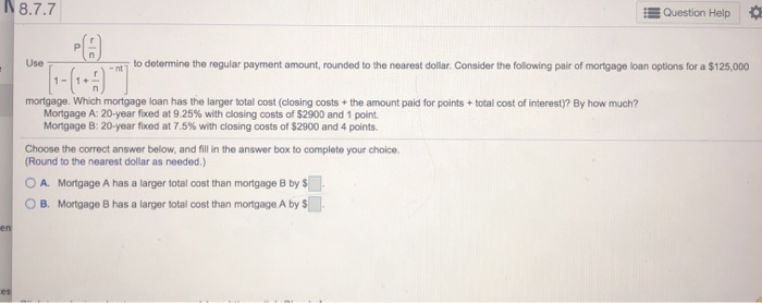  8.7.7 Question Help PA Use nt to determine the regular payment