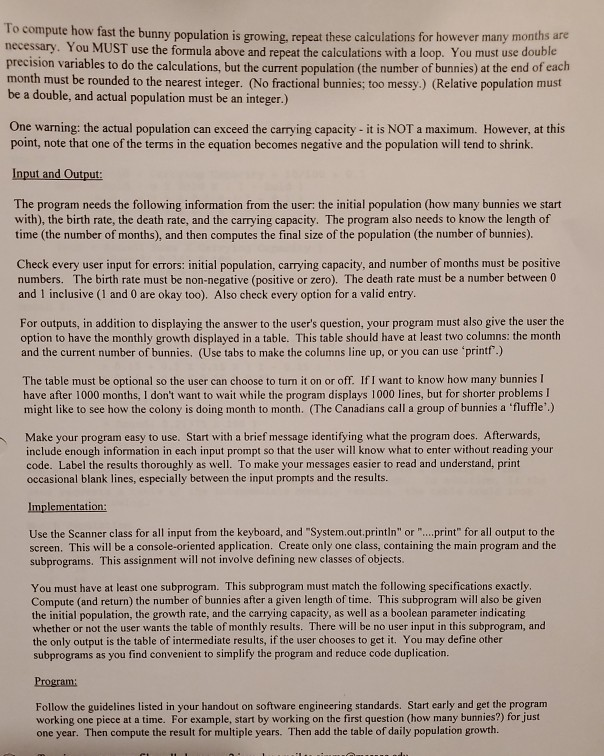 assume we have a bunny farm and we want to calculate how