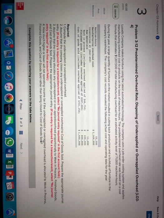  Chapter 03 Homework Help Save & Ex 3 Problem 3-12 Predetermined