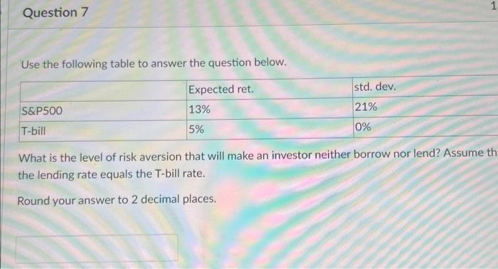  Use the following table to answer the question below. What is
