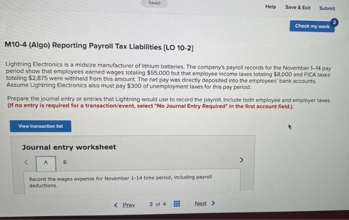  Saved Help Save & Exit Submit Check my work M10-4 (Algo)