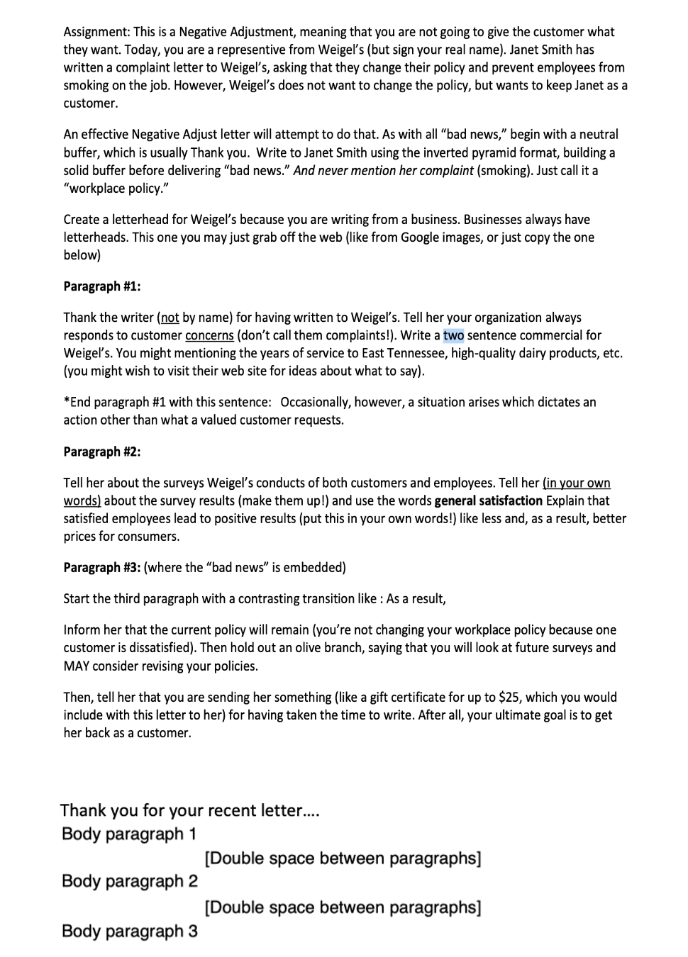 Assignment: This is a Negative Adjustment, meaning that you are not