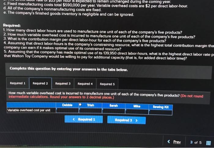 are $2 per direct labor-hour. d. All of the company's nonmanufacturing costs