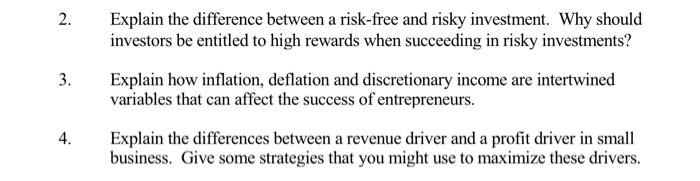 please answer asap thank you 2. Explain the difference between a risk-free