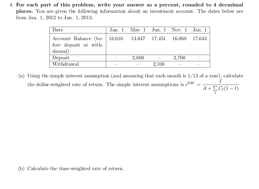 4. For each part of this problem, write your answer as