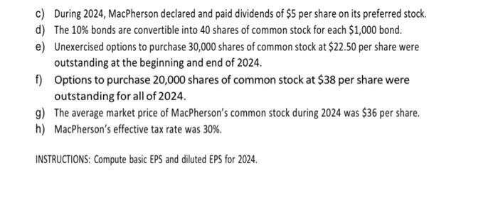 and diluted EPS for 2024. 2. MacPherson Cornoration's canital strurture is as
