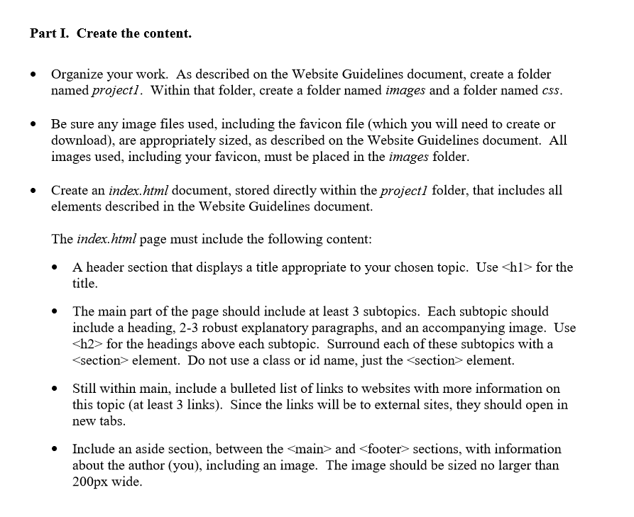 I need help with this project, I have part 1/html done for