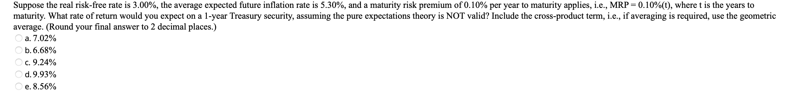  average. (Round your final answer to 2 decimal places.) a. 7.02%
