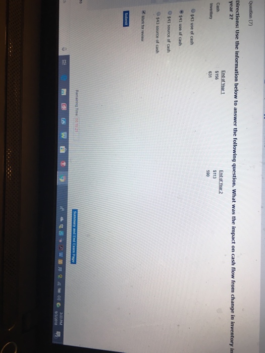  Question (7) Directions: Use the information below to answer the following