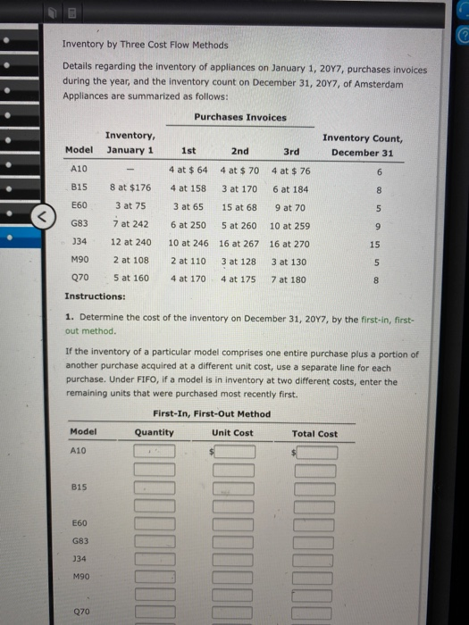  fill in blank a Inventory by Three Cost Flow Methods Details