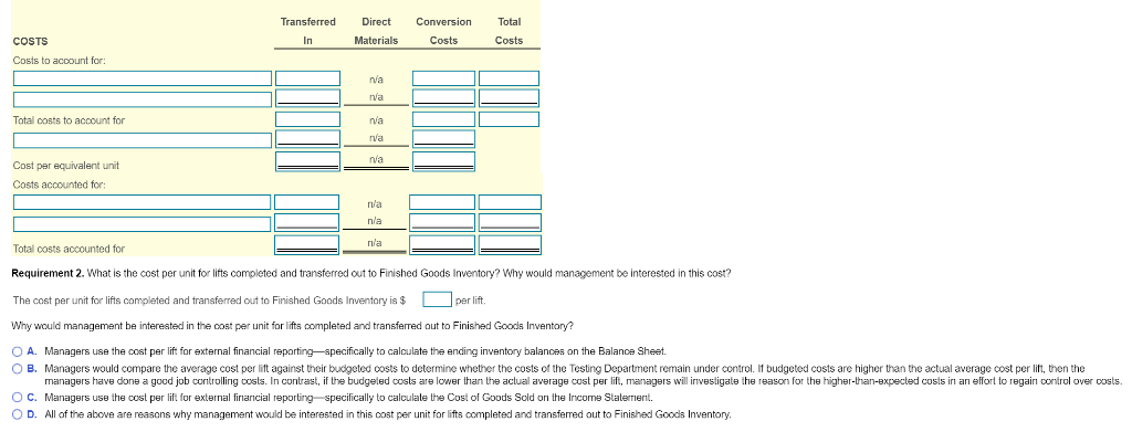 (Round all cost per unit amounts to the nearest cent and all
