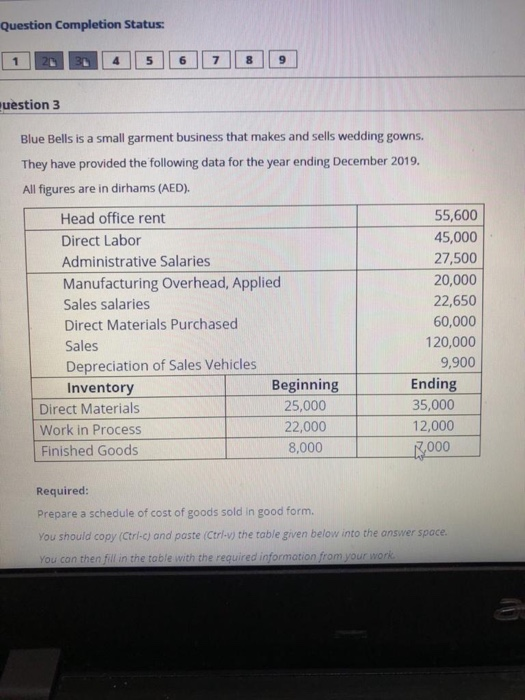  Question Completion Status: 1 7 8 9 question 3 Blue Bells