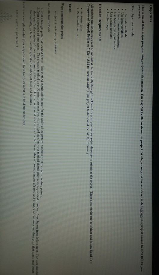  The pattern class one. I need help in java. . Use