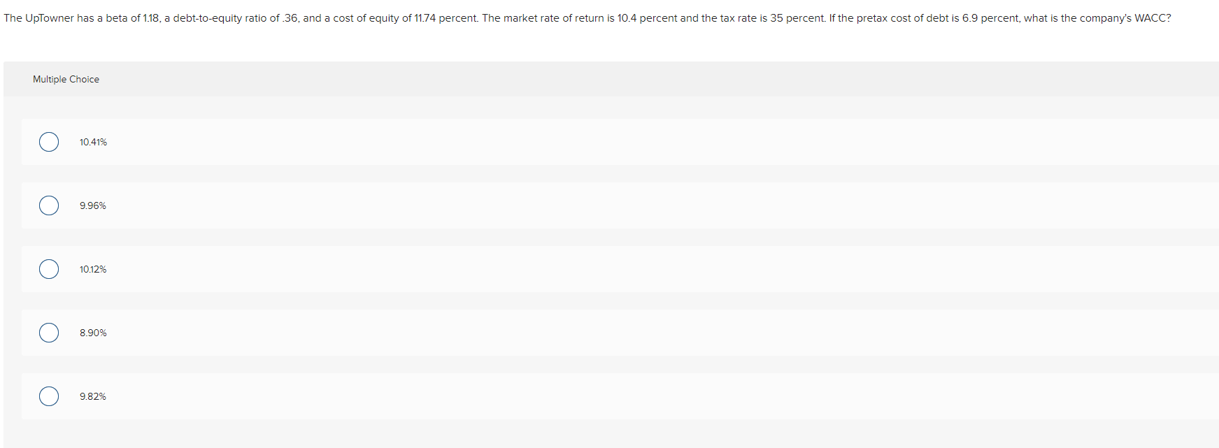  Multiple Choice 10.41% 9.96% 10.12% 8.90% 9.82%