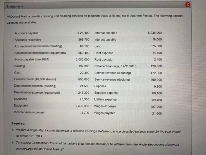  everything highlighted in pink i got wrong Instructions McDonald Marina provides