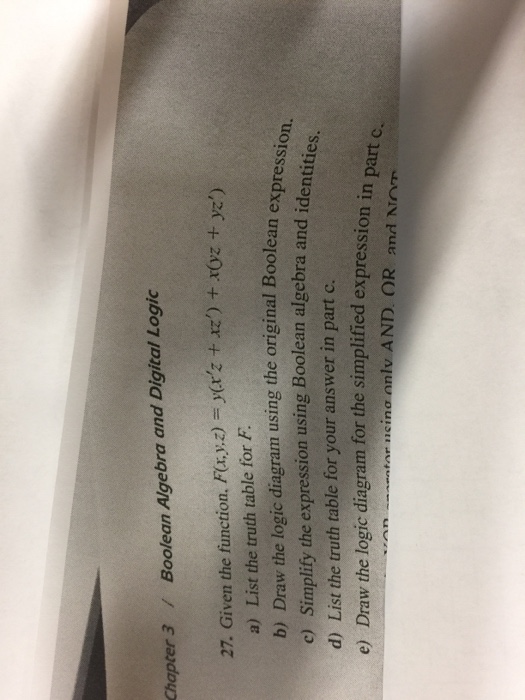  Chapter 3 Boolean Algebra and Digital Logic 27, Given the function,