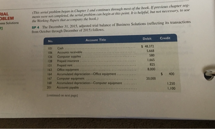  RIAL ness Solutions (This serial problem began in Chapter 1and continues