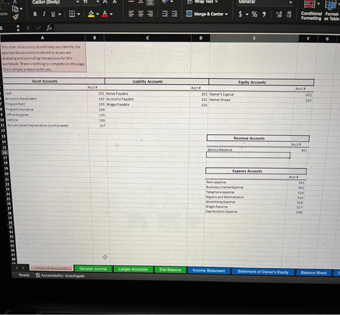general journal tab, ledger account tab and the tria balance tab As