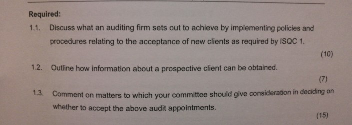 a member of the Quality control Committee of a large audit firm,