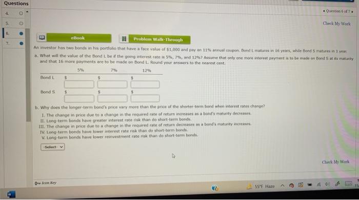  Questions 4. Question S Check My Work 6. B 17. ebook