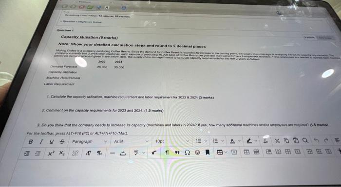  Question 1 Capacity Question (6 marks) Note: Show your detailed calculation