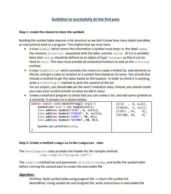 work on the use of Java Lists. The TestComputer class would now