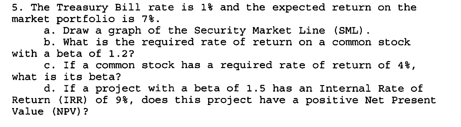 Finding internal rate of return and NPC and graph 5. The Treasury