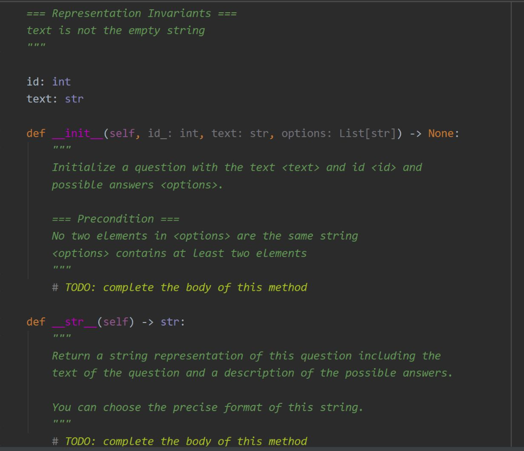 in a survey === Public Attributes === id: the id of this