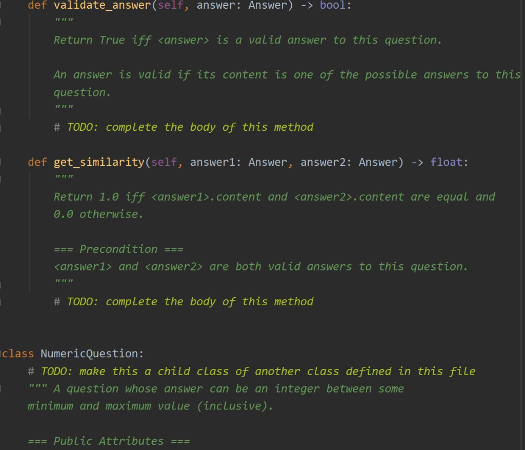 question text: the text of this question === Representation Invariants === text