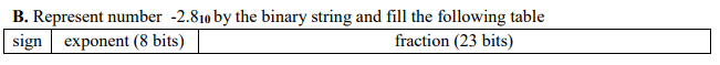 B. Represent number -2.810 by the binary string and fill the