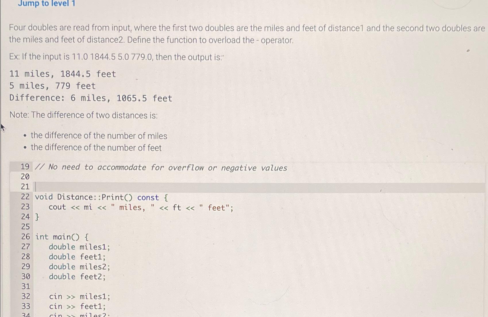  Jump to level 1 Four doubles are read from input, where