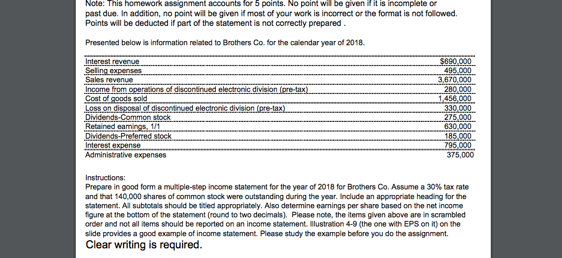  Note: This homework assignment accounts for 5 points. No point will