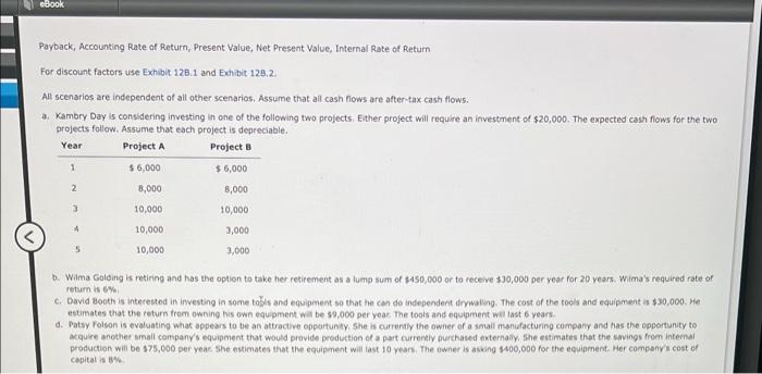  ebook Payback, Accounting Rate of Return, Present Value, Net Present Value,