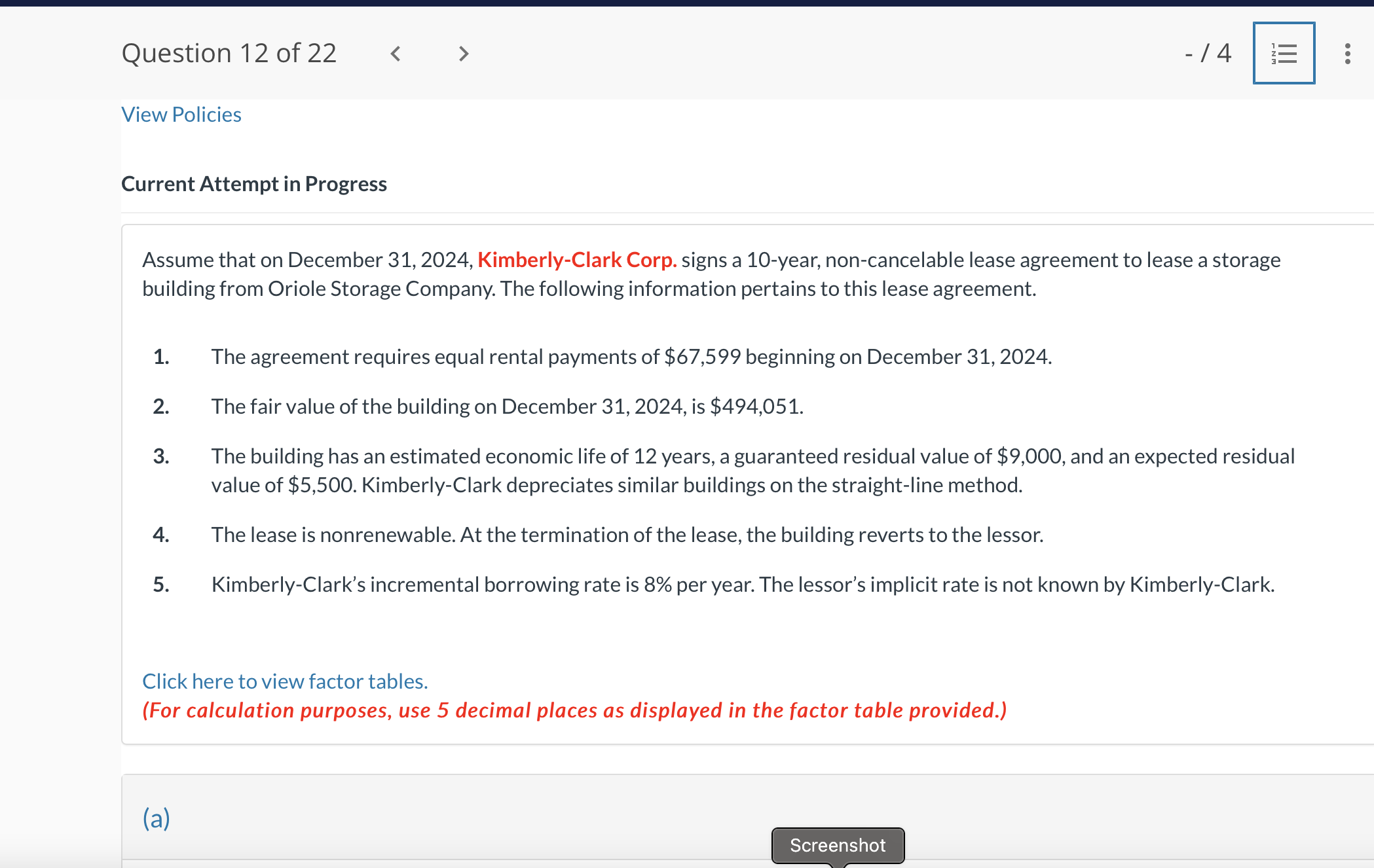  Current Attempt in Progress Assume that on December 31,2024, Kimberly-Clark Corp.