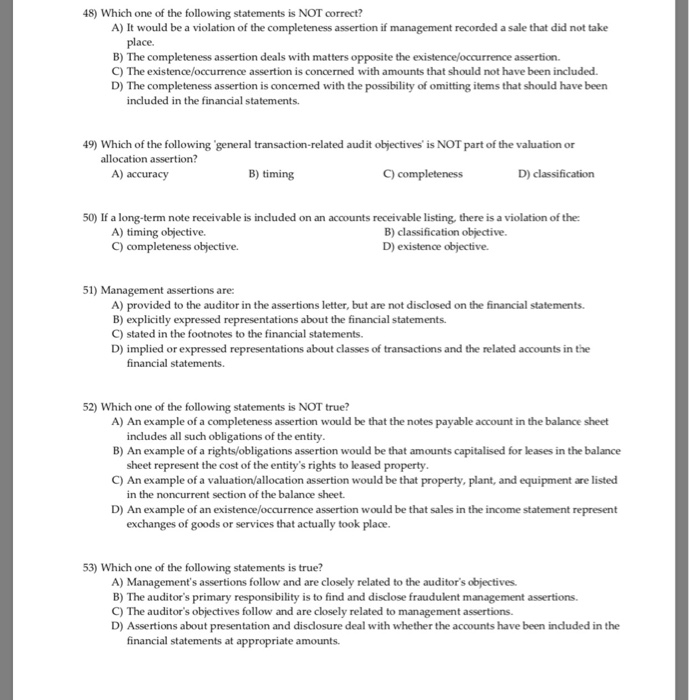 objectives and responsibilities for the audit. D) Know management assertions about accounts.