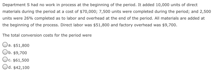 1, work in process: $8,900 5,500 27,500 32,000 Materials cost, 3,000 units