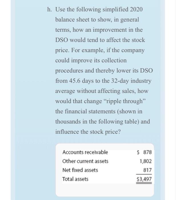 thank you! f. Calculate the 2020 price/earnings ratio and market/book ratio. Do