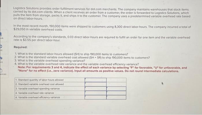  Logistics Solutions provides order fulfillment services for dotcom merchants. The company