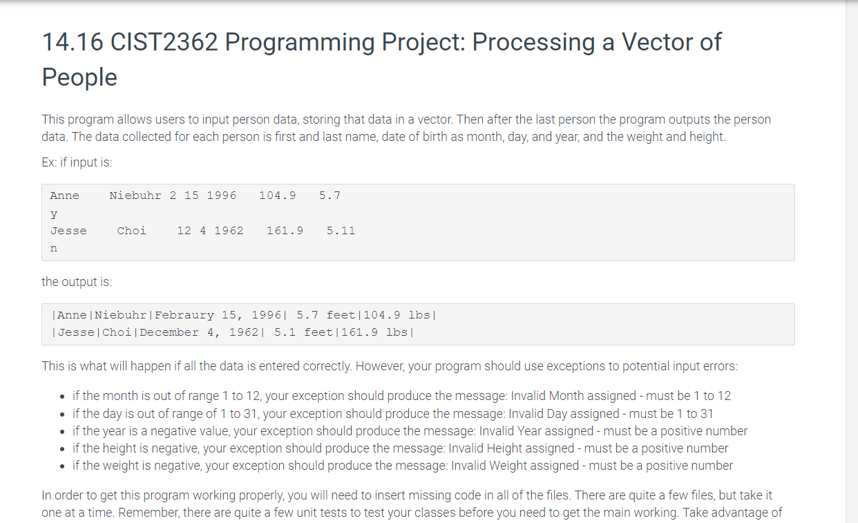 (main.cpp) #include #include #include "Date.h" #include "Person.h" #include "DateException.h" #include "PersonExceptions.h"
