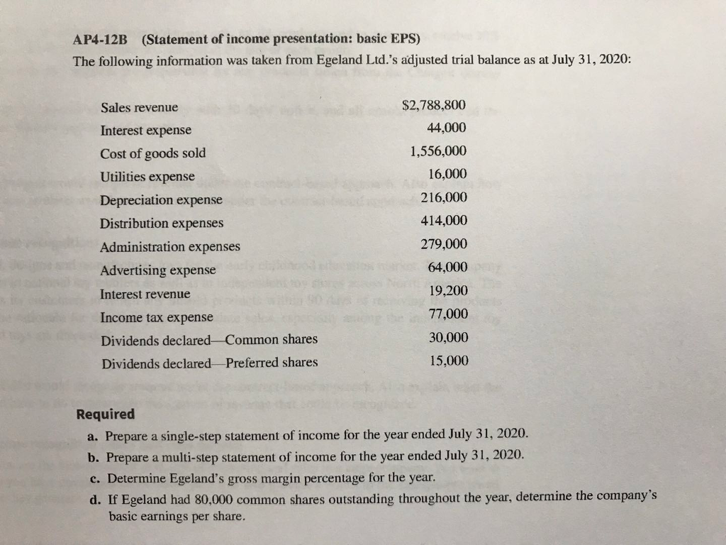  AP4-12B (Statement of income presentation: basic EPS) The following information was