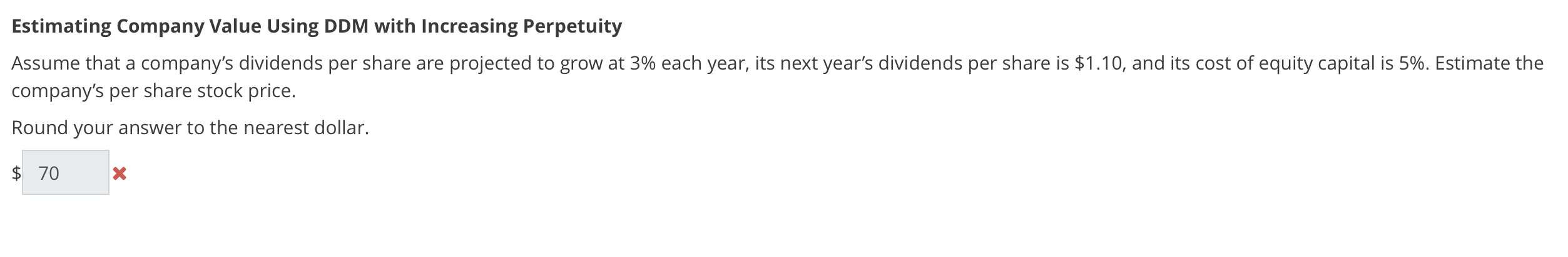 Estimating Company Value Using DDM with Increasing Perpetuity Assume that a