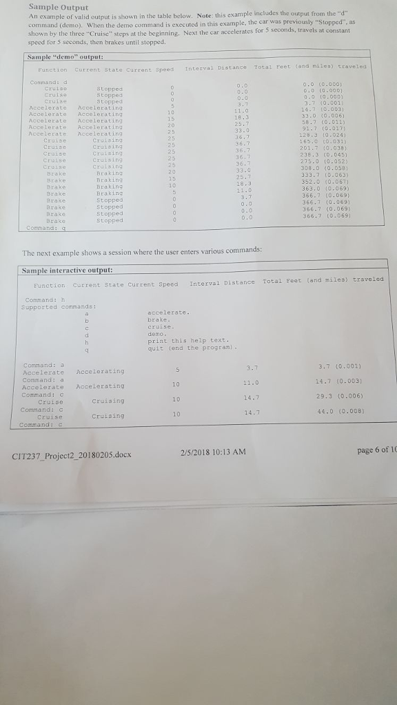 per hour (MPH) over nd. Similarly, the "b" (brake) command should decrease