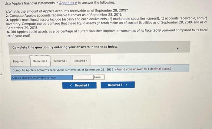 1. What is the amount of Apple's accounts recelvable as of September