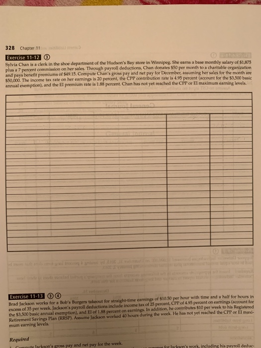  328 Chapter 11 Exercise 11-12 Sylvia Chan is a clerk in
