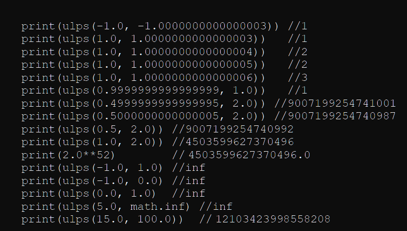following (correct outputs are in the comments in the corresponding line): There